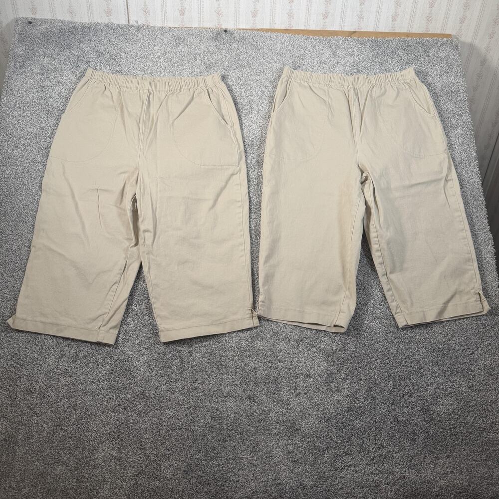 Denim & Co Bermuda Shorts M 28x16 Lot 2 Khaki Twill Stretch Casual Comfort